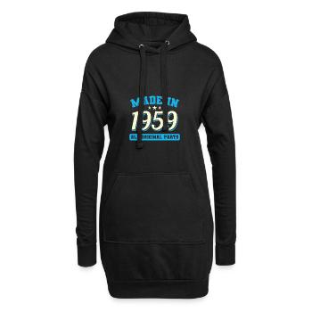 1959 année de naissance - Sweat-shirt à capuche long Femme - noir - Devant