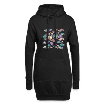 Nuages japonais de vent - Sweat-shirt à capuche long Femme - noir - Devant