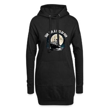 Plaisir du soleil et beaucoup de jeux de mots sur les vacances en bateau de croisière - Sweat-shirt à capuche long Femme - noir - Devant