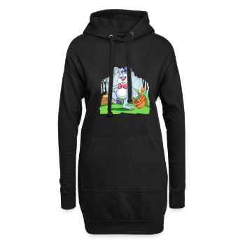 Easter Bunny With Colorful Egg Basket - Hoodie-Kleid - Schwarz - Vorne