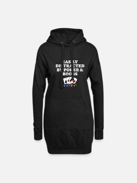 Easily Distracted by Poker & Boobs Funny Poker - Hoodie Dress - black