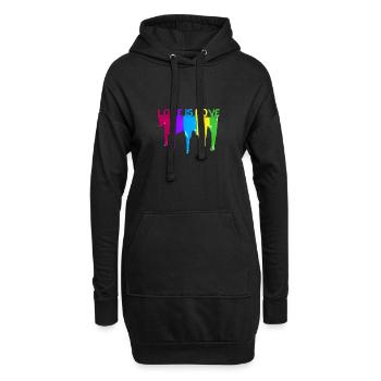 l’amour est l’amourl’amour est l’amour, la couleur, LGBT, l’arc-en-ciel, b - Sweat-shirt à capuche long Femme - noir - Devant