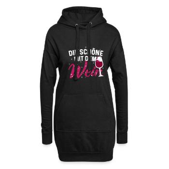 Wein Weintrinkerin Frau Die Schöne mit dem Wein - Hoodie-Kleid - Schwarz - Vorne
