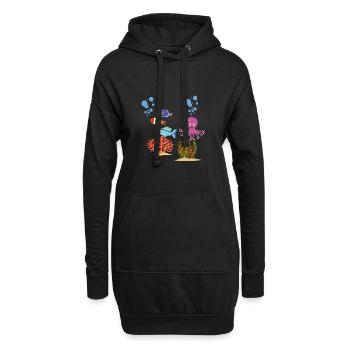 Habitants de la mer Pieuvres sous-marine - Sweat-shirt à capuche long Femme - noir - Devant