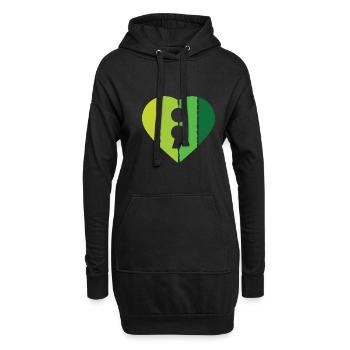 Mental Health Heart - Hoodie-Kleid - Schwarz - Vorne