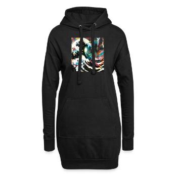 Vague de kanagawa, vague, illustration, graffiti - Sweat-shirt à capuche long Femme - noir - Devant