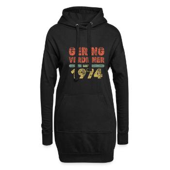 Jahrgang 1974 - Hoodie-Kleid - Schwarz - Vorne