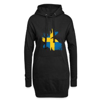 Elch Silhouette Schweden - Hoodie-Kleid - Schwarz - Vorne