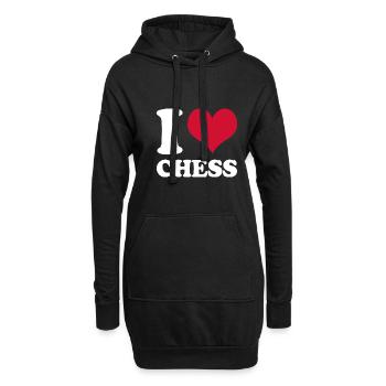 Schach Schachspieler I Love Chess Schachspiel - Hoodie-Kleid - Schwarz - Vorne