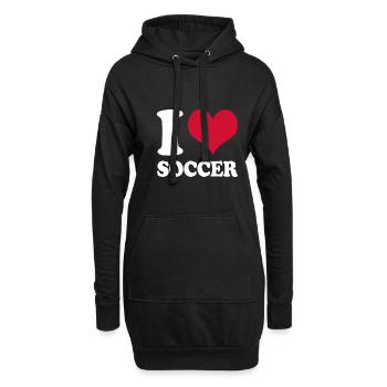 Fußball Fußballspieler I Love Soccer - Hoodie-Kleid - Schwarz - Vorne
