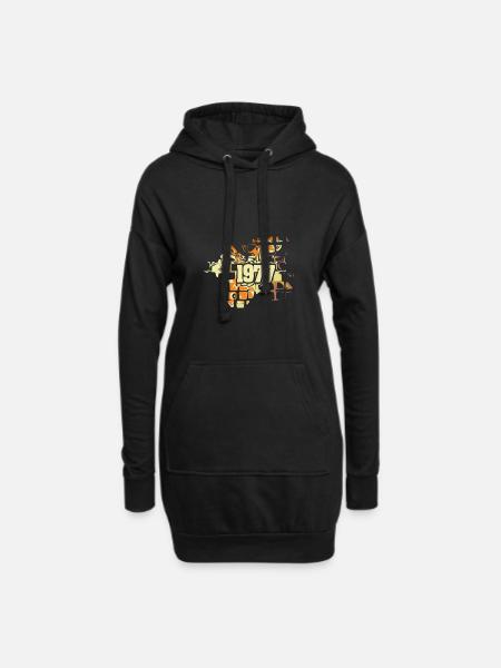 Jahr 1977 - Hoodie-Kleid - Schwarz