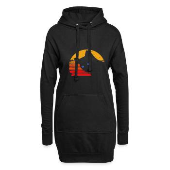 Schwarze Katze mit blauen Augen - Hoodie-Kleid - Schwarz - Vorne