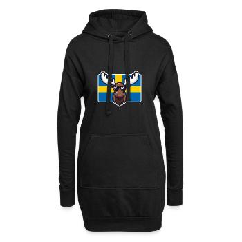Elch mit Sonnenbrille und schwedischer Flagge - Hoodie-Kleid - Schwarz - Vorne