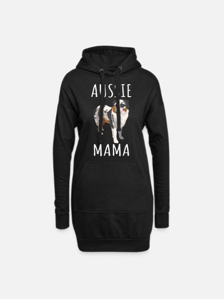 Aussie Australian Shepherd Mama - Hoodie-Kleid - Schwarz