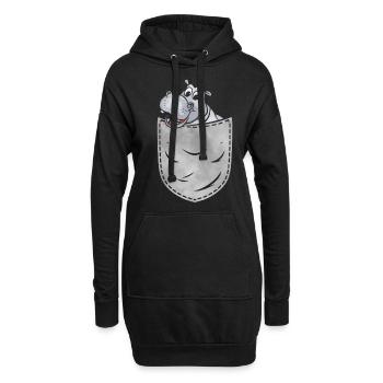 Nilpferd In Der Tasche Tier Brusttasche Nilpferd - Hoodie-Kleid - Schwarz - Vorne