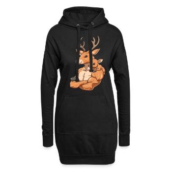 Hirsch mit Kind für einen Hirsch Liebhaber - Hoodie-Kleid - Schwarz - Vorne