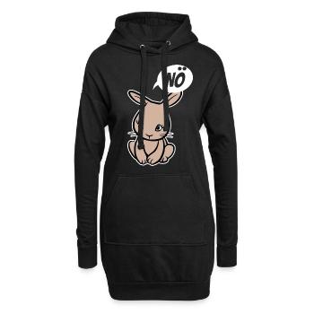Nö, ich muss garnix - niedlicher Hase - Spruch - Hoodie-Kleid - Schwarz - Vorne