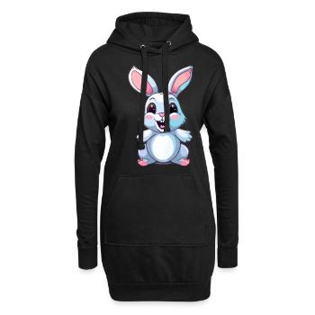 Süßer Kawaii Hase - Hoodie-Kleid - Schwarz - Vorne