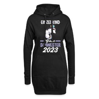 Einhorn Katze Schwester 2023 - Hoodie-Kleid - Schwarz - Vorne