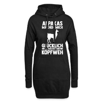 Alpaka - Hoodie-Kleid - Schwarz - Vorne