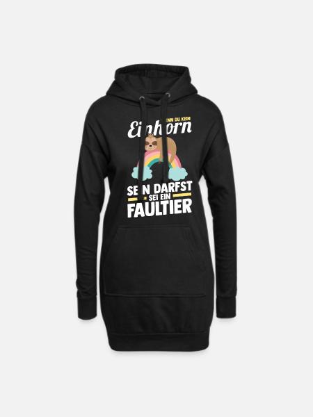 Einhorn Faultier - Hoodie-Kleid - Schwarz