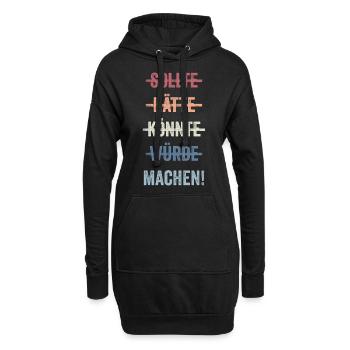 Sonniger Tag am Strand - Hoodie-Kleid - Schwarz - Vorne