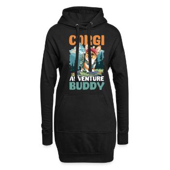 Corgi Mama Papa Corgi Abenteuer Kumpel - Hoodie-Kleid - Schwarz - Vorne