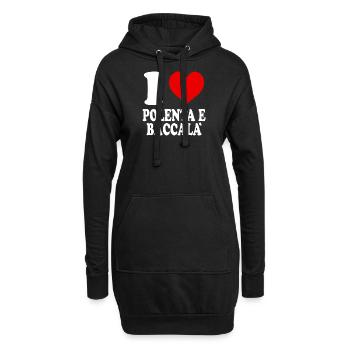 Ich liebe Polenta Kabeljau Herz Lustig Witzig - Hoodie-Kleid - Schwarz - Vorne