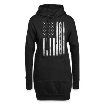 Harmonica Playing Gift - Hoodie Dress - black - Front