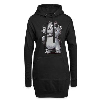 Niedliches Nipferd Baby mit Zung raus. Design - Hoodie-Kleid - Schwarz - Vorne