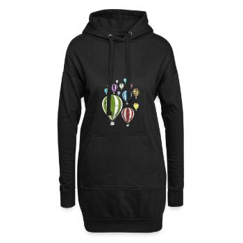 Ballons colorés Ballons à air chaud cadeau - Sweat-shirt à capuche long Femme - noir - Devant