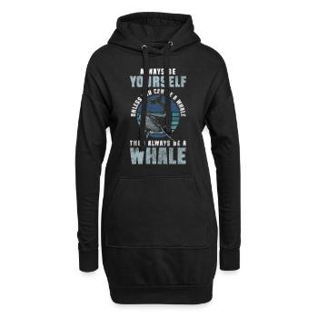baleines baleines baleines bleues mammifères poissons - Sweat-shirt à capuche long Femme - noir - Devant