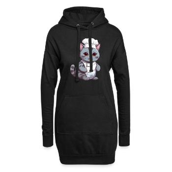 Chat Siamois Mignon Chef Comic Design - Sweat-shirt à capuche long Femme - noir - Devant