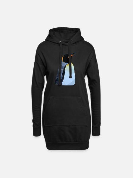 Polygon Pinguin - Hoodie-Kleid - Schwarz