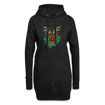 Cerf de Noël - Sweat-shirt à capuche long Femme - noir - Devant
