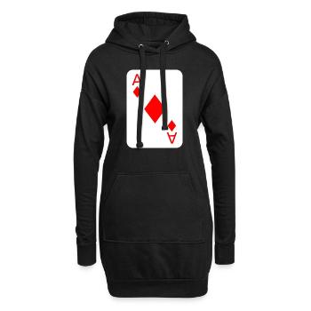 Vérifiez le costume de carte à jouer au poker - Sweat-shirt à capuche long Femme - noir - Devant