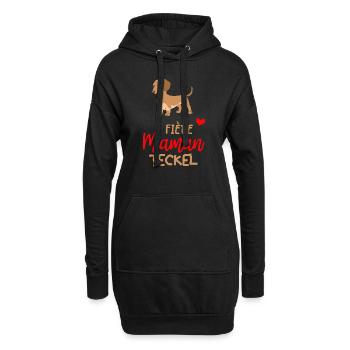 Maman Teckel Cadeau Humour Personnalisé - Sweat-shirt à capuche long Femme - noir - Devant