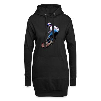 bmx race racing vtt motocross - Sweat-shirt à capuche long Femme - noir - Devant
