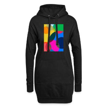 Abstrakte Malerei - Hoodie-Kleid - Schwarz - Vorne