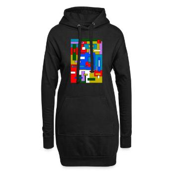 Abstrakte Geometrie - Hoodie-Kleid - Schwarz - Vorne
