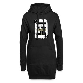 chat humour anniversaire chaton heureux citation drôle - Sweat-shirt à capuche long Femme - noir - Devant