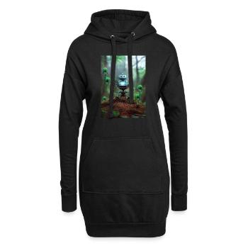 Petit robot bleu dans la forêt - Sweat-shirt à capuche long Femme - noir - Devant