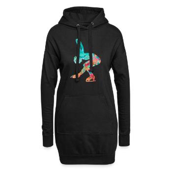 Eiskunstlauf PopArt - Hoodie-Kleid - Schwarz - Vorne