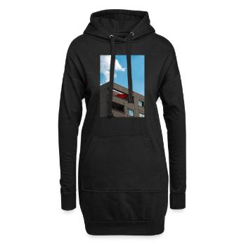 Der rote Sonnenschirm auf dem Balkon der Wohnung bl - Hoodie-Kleid - Schwarz - Vorne