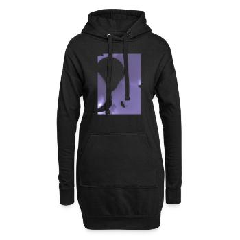 Eine magische Silhouette auf violettem dunklem Hintergrund - Hoodie-Kleid - Schwarz - Vorne