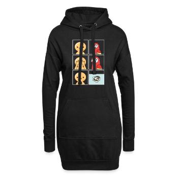 Papagei Kot Design für Papageienbesitzer - Hoodie-Kleid - Schwarz - Vorne