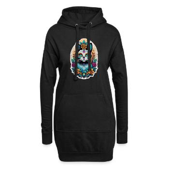 Katze Mexiko - Dia de los Muertos - Hoodie-Kleid - Schwarz - Vorne