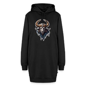 Minotaur / griechische Mythologie /Kreatur - Hoodie-Kleid - Schwarz - Vorne - AI Model Female 172 light (172cm)
