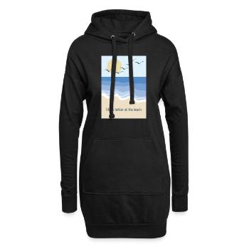 Life is better at the beach - Hoodie-Kleid - Schwarz - Vorne