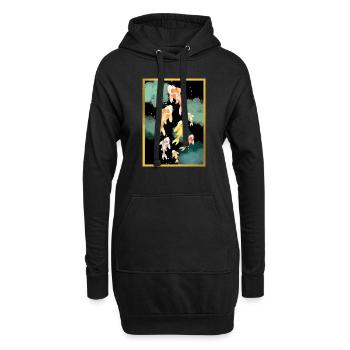 Carpes Koï nuit dorée - Sweat-shirt à capuche long Femme - noir - Devant